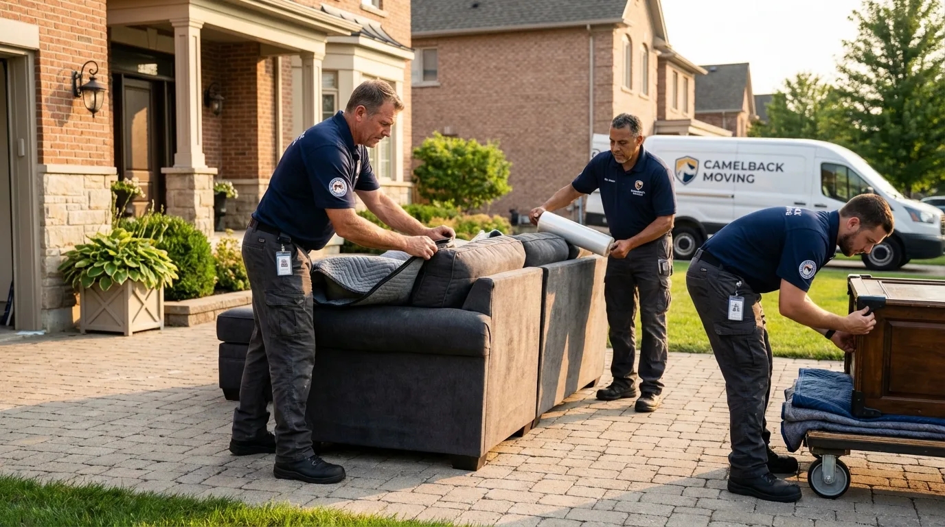 Large estate moving crew wrapping furniture in Ponca City, OK