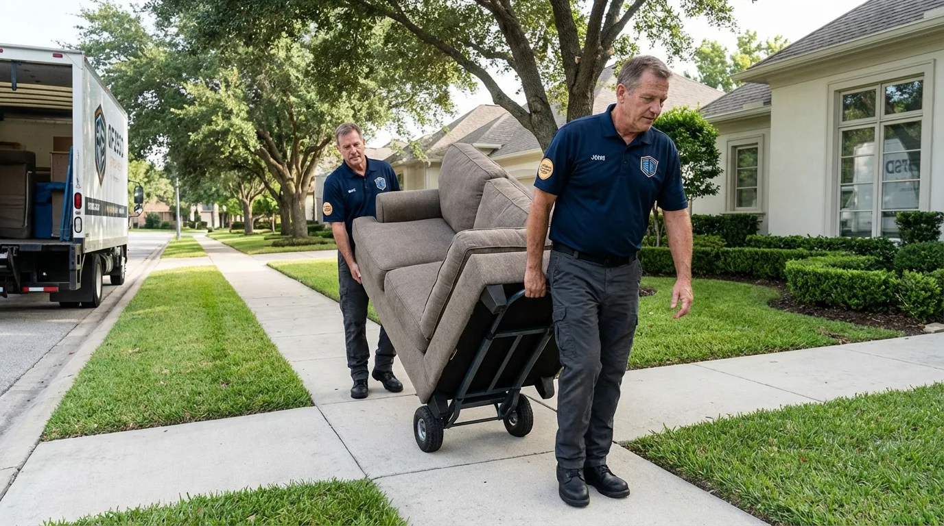 Local residential moving crew loading furniture in Ponca City, OK