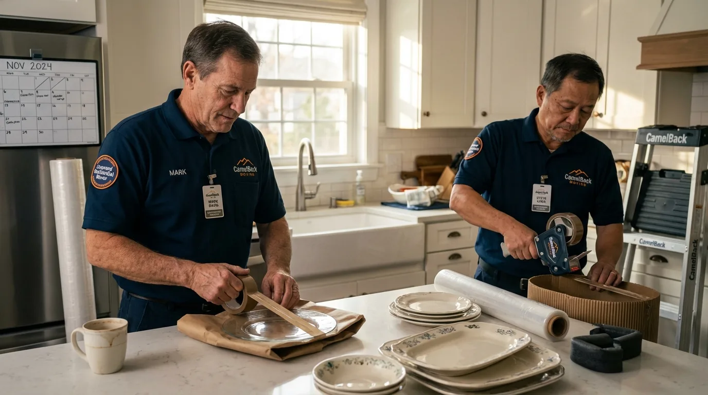 Professional crew packing kitchen dishware in Ponca City, OK